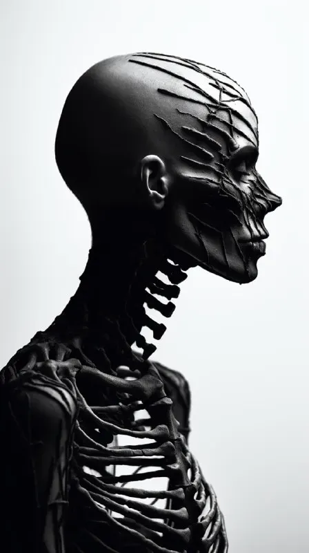 Inverted Black and White Skeleton Editorial Portrait