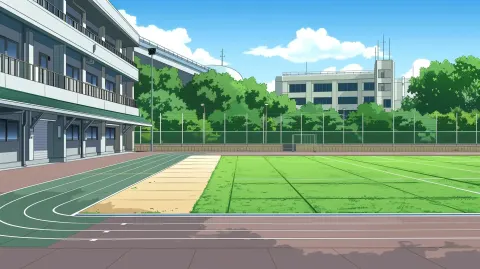 Anime School Playground Scene