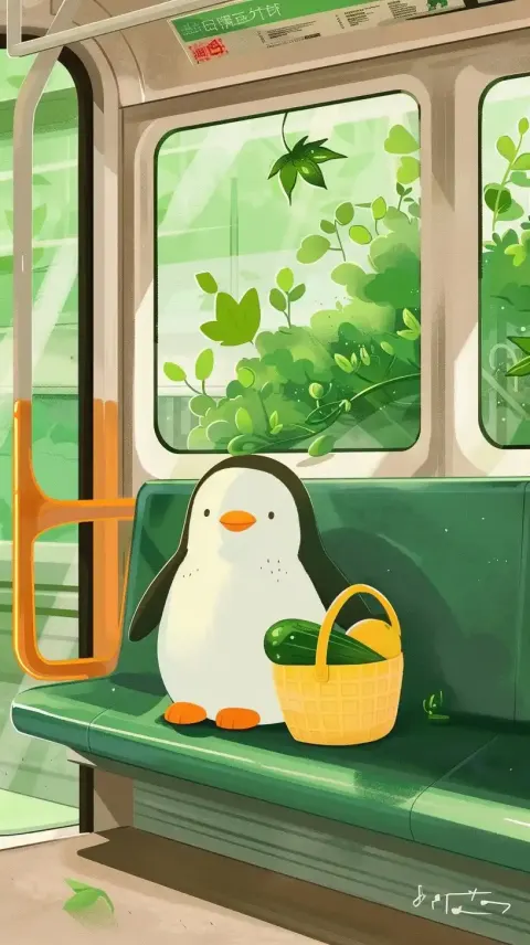 Illustrated Penguin on Subway