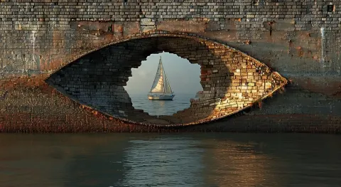 Anamorphic Sailboat Hublot