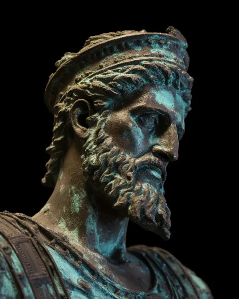 Weathered Ancient Bronze Greek Statue High-Speed Photo