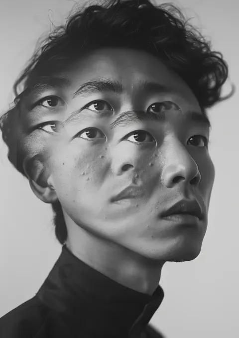 Surreal Multi-Faced Man