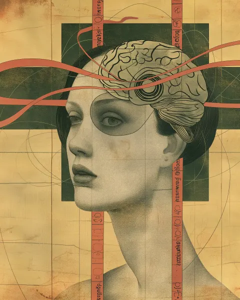 Brain Illustration with Ribbons
