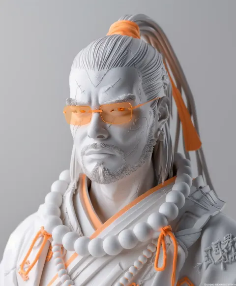 Cyber Samurai Marble Portrait