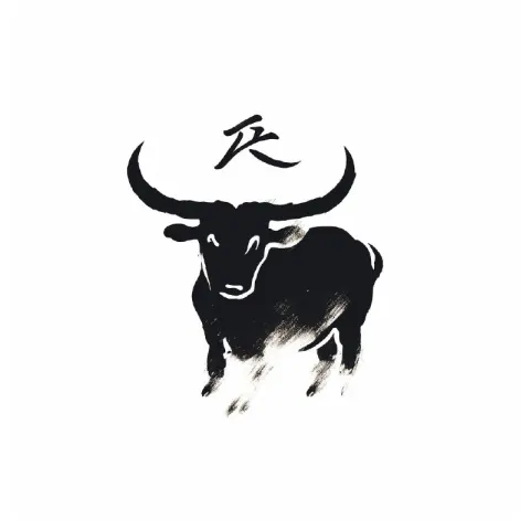 Minimal Bull Logo in Chinese Ink Painting Style