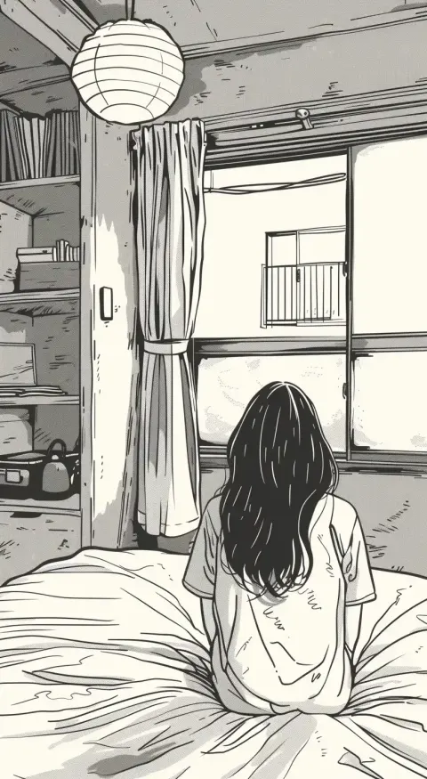 Vector Bedroom Scene with Bed