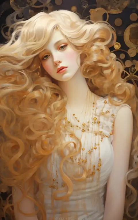 Platinum Goddess in Klimt Style