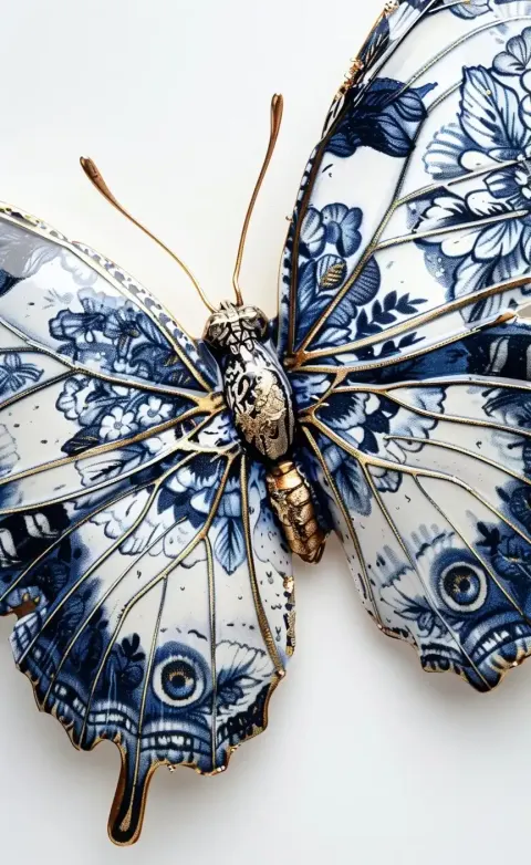 Delft Blue Butterfly Poster