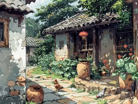 Chinese Chickens Courtyard Comic