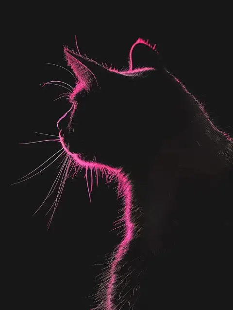 Minimalist Pink Cat Silhouette