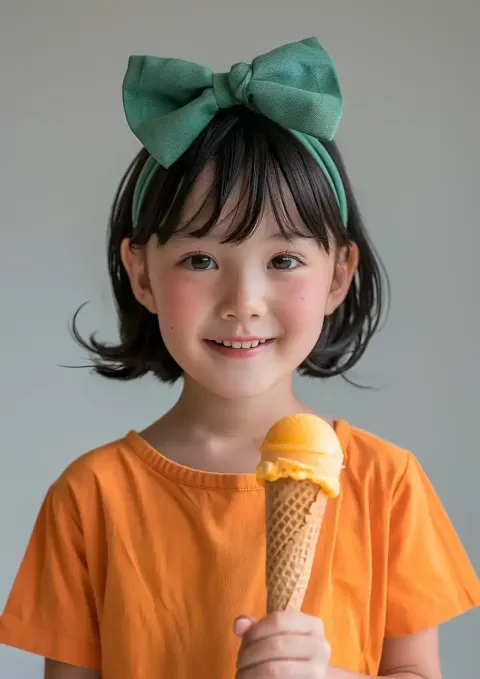 Fashionable Asian Girl with Ice Cream
