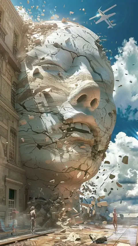 Surreal Porcelain Model Bursting