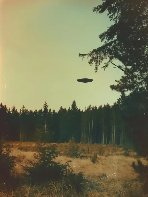 Analog UFO in Pine Forest