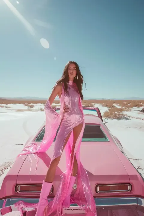 Fashion Model on Car