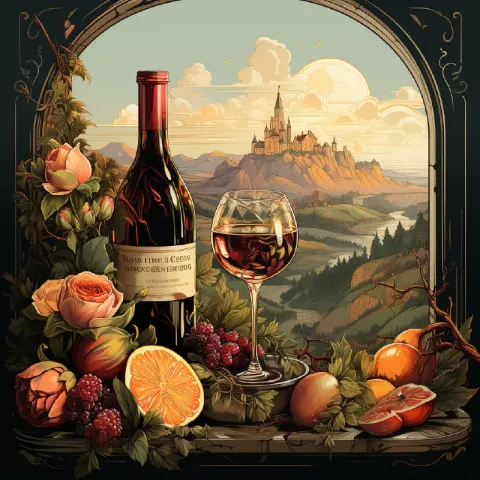Elegant Rose Wine Scene with Soft Ambience