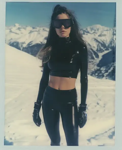 Retro Snowboarder in Alps