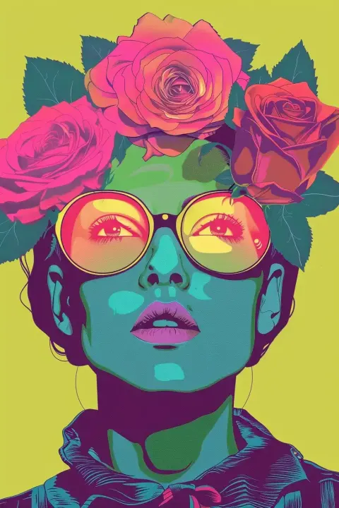 Vector Pac-Man with Roses