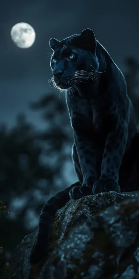 Moonlit Panther Close-Up