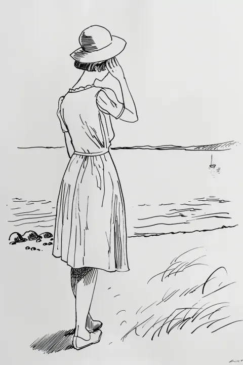 1930s Beach Girl Illustration