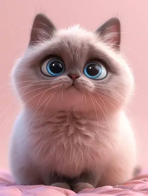 Pixar Siamese Cat Portrait