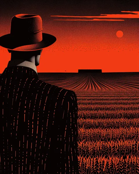 Surreal Hat Man in Cornfield