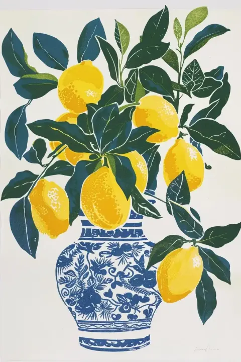 Matisse-Style Lemon Vase