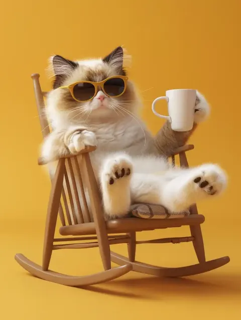 Cartoon Cat with Coffee