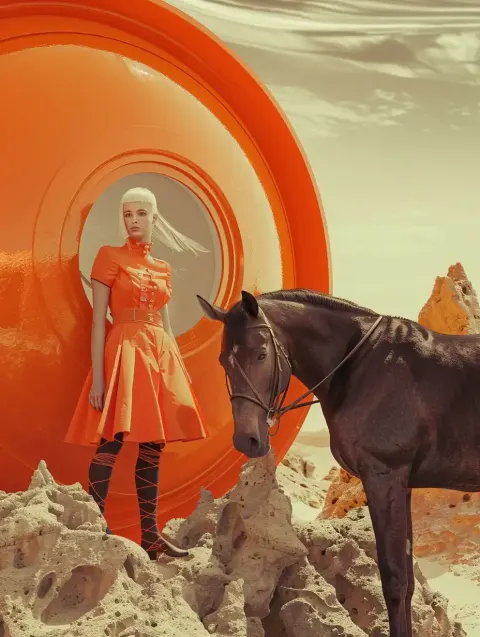 Futuristic Girl and Horse