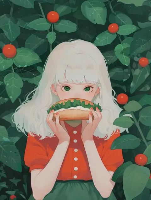 Sharp White-Haired Kawaii Girl