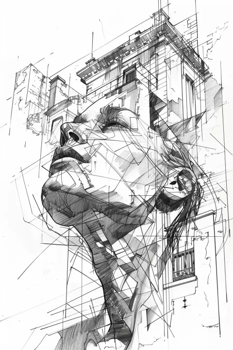 Monotone Architectural Line Sketch