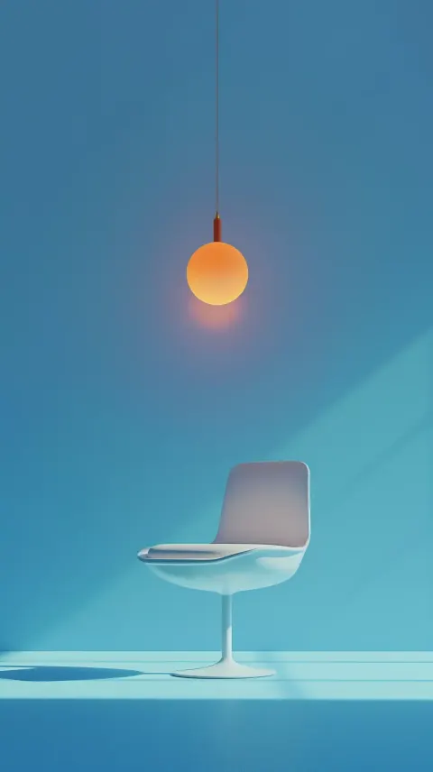 Minimal White Chair  Floating Lamp
