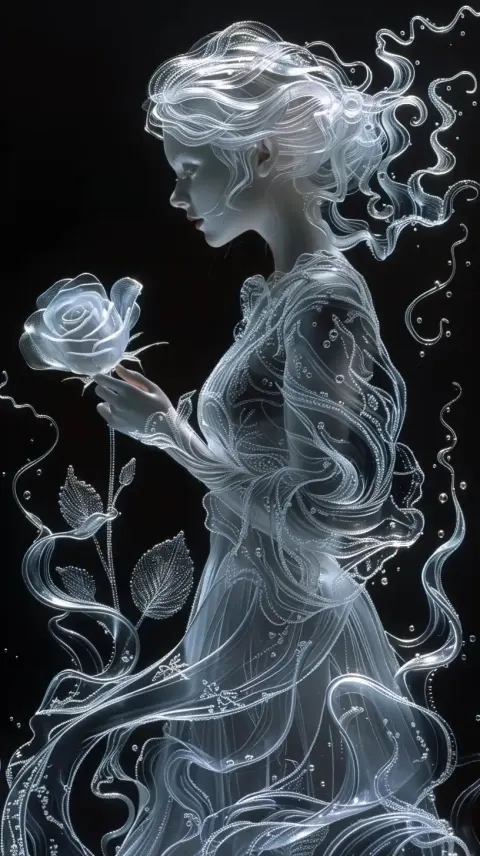 Glass Woman with Rose