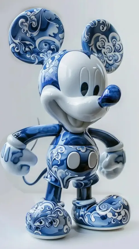 Gzhel Mickey Mouse Sculpture