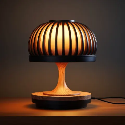 Black Lamp on Wooden Top in Bauhaus Functional Design