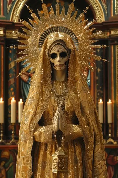 Golden Santa Muerte Shrine