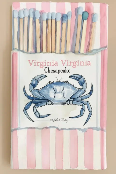 Watercolor Crab Matchbook