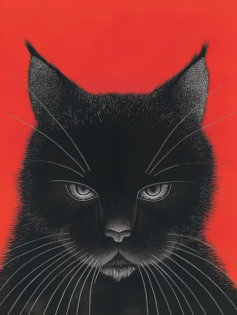 Black Cat on Red