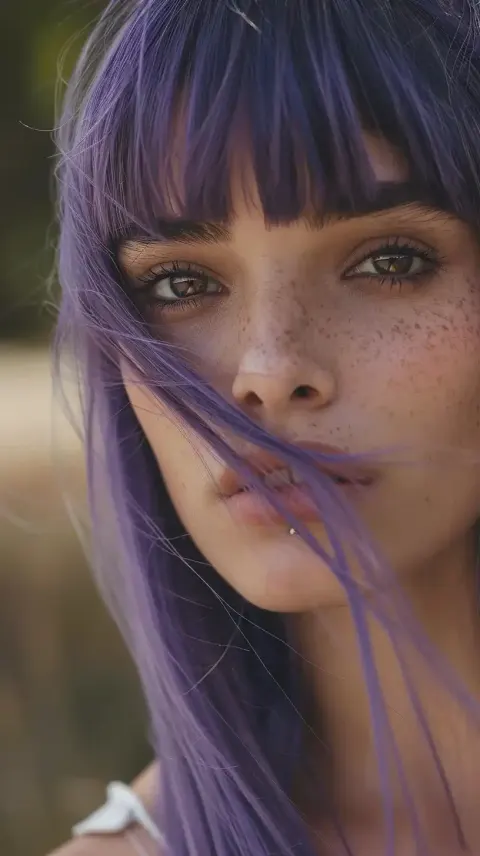 Lavender-Haired Model Close-Up