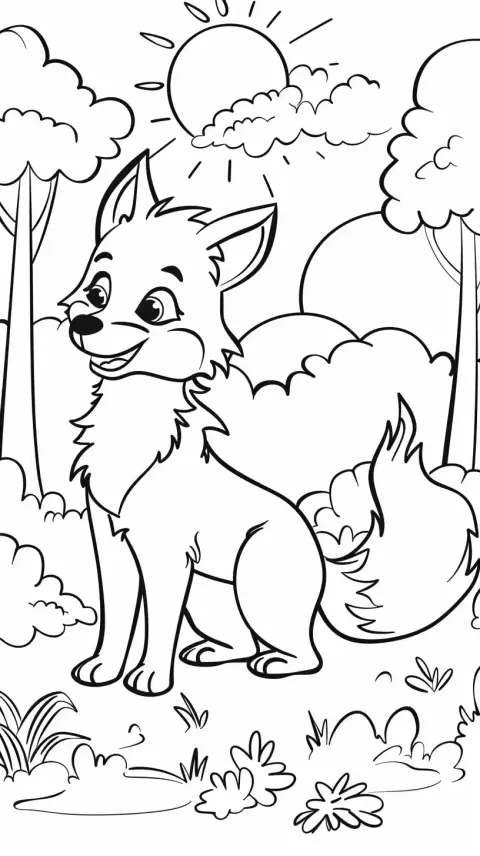 Cartoon Fox Coloring Page
