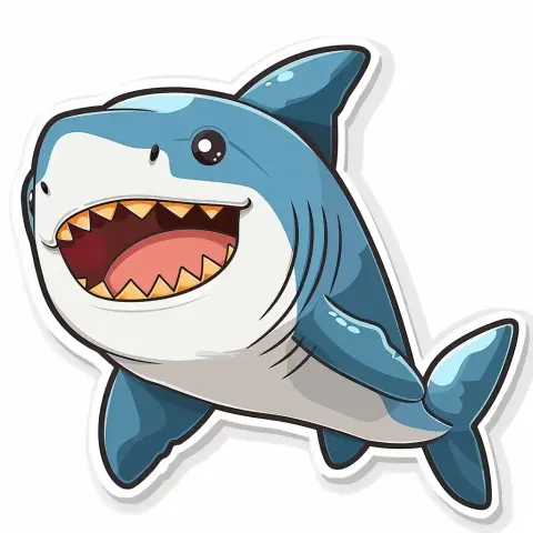 Cartoon Shark Sticker Art