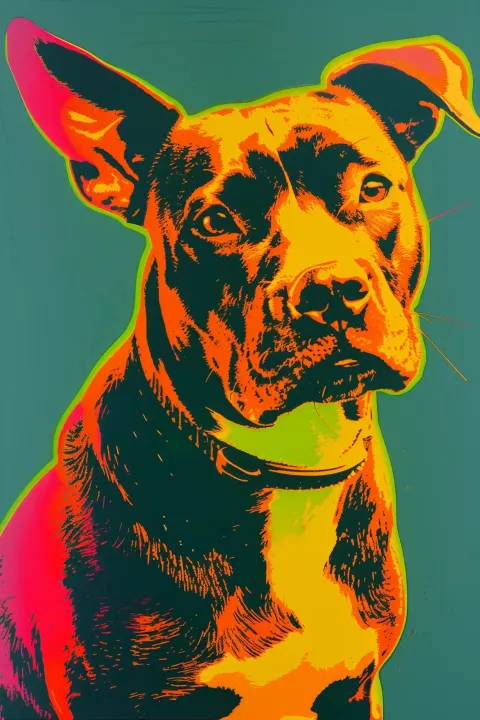 Colorful Risograph Staffordshire Bull Terrier