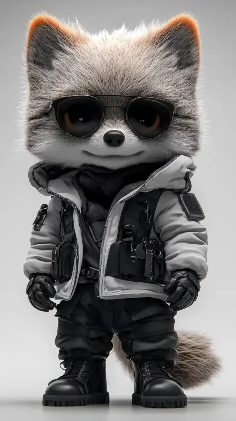 Chibi Wolf in Techwear