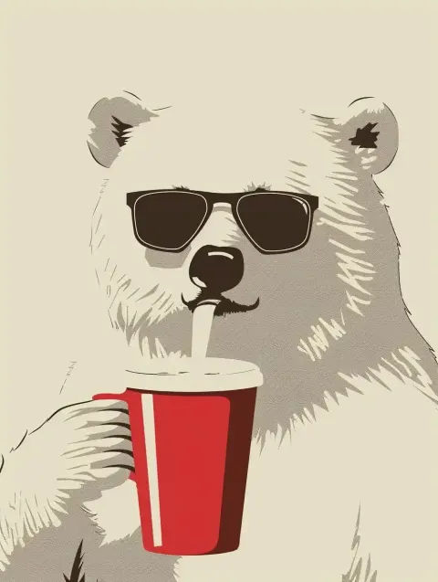 Minimalist Bear Sips Cup