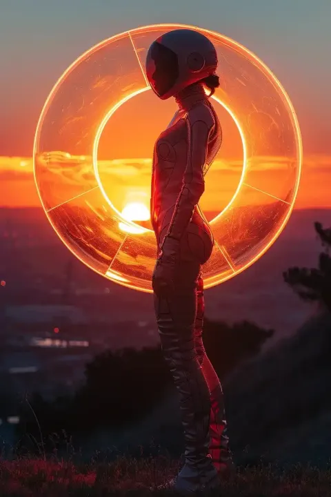 Cyborg Girl in Avant-Garde Fire