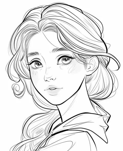 Cartoon Korean Girl Face