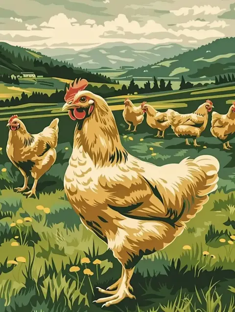 Clean Chicken Meadow Scene