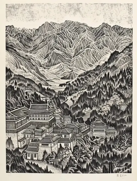 Engraved Tibetan Temples
