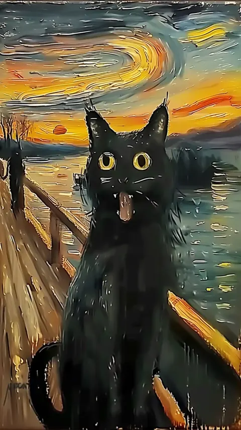 Abstract Cat on Bridge