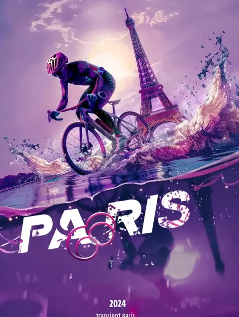 Purple Paris Olympics Poster