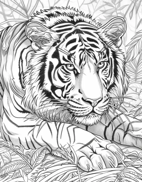 Tiger in Detailed Coloring